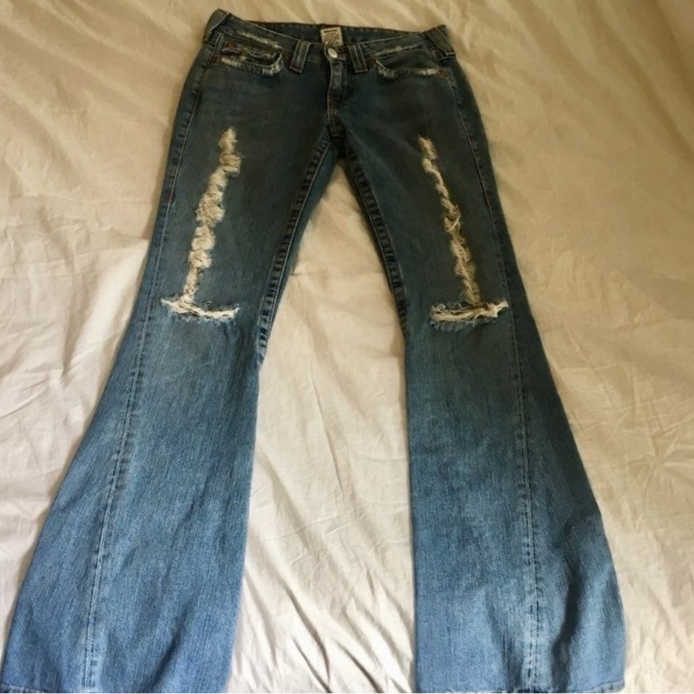 True Religion Y2k Jeans Destroyed Joey Flared Boo… - image 5